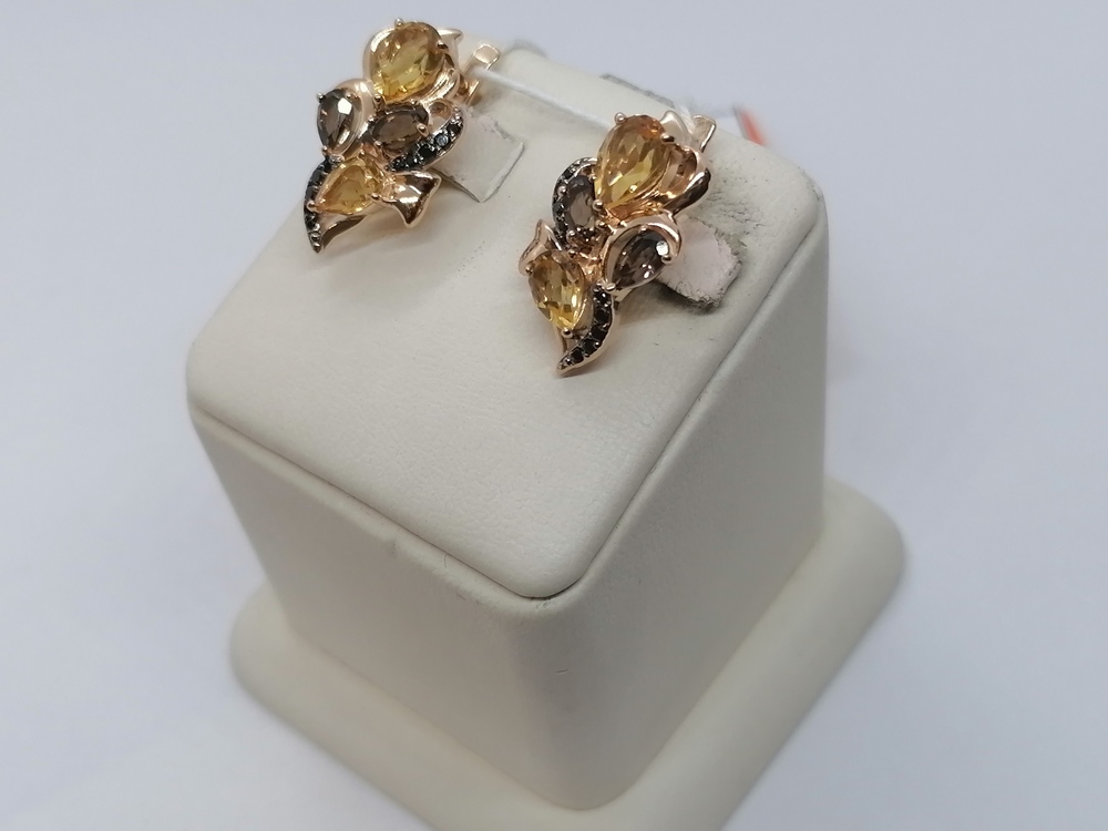 СКМИ585 СЕРЬГИ С КАМНЯМИ (Au 585)