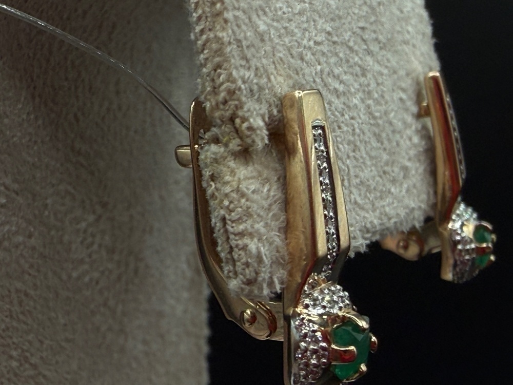 СЕРЬГИ Бриллиант, изумруд (Au 585)