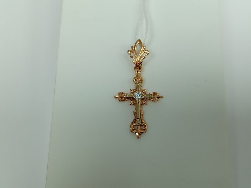 ПОДВЕСКА КРЕСТ С КАМНЕМ (Au 585)