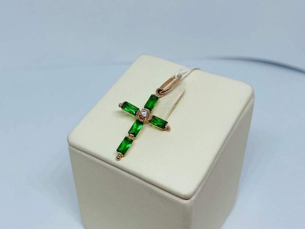 ПОДВЕСКА КРЕСТ С КАМНЯМИ (Au 583)