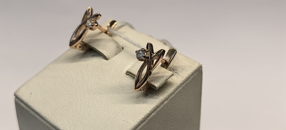 СКМ585 СЕРЬГИ С КАМНЕМ (Au 585)