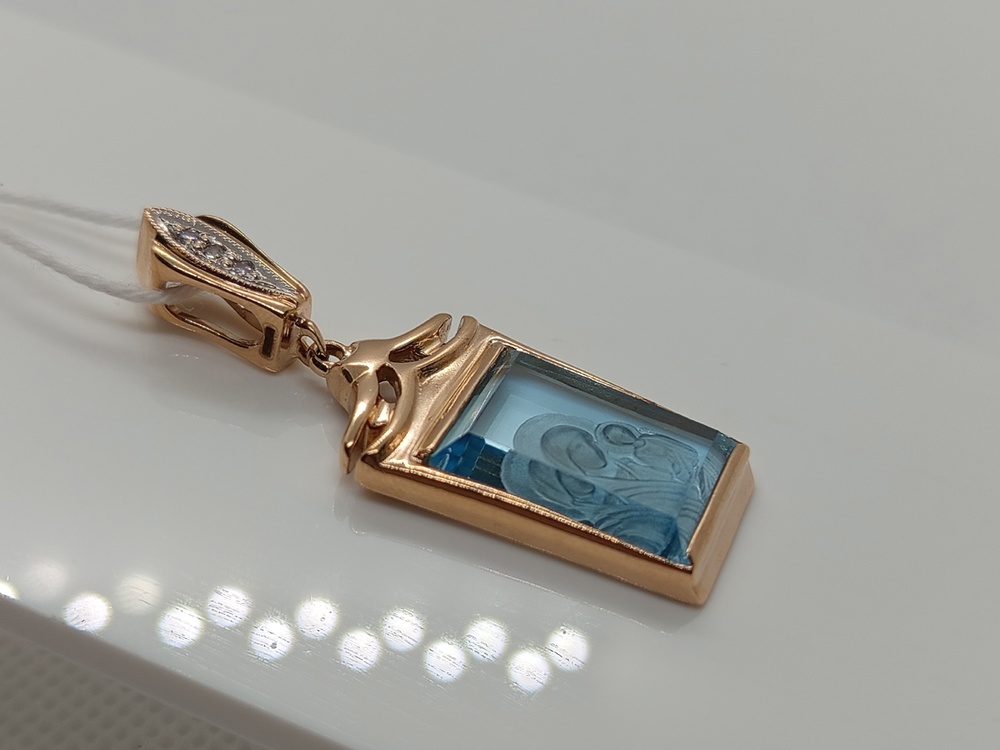 ПОДИКИ585 ПОДВЕСКА ИКОНА С КАМНЯМИ (Au 585)