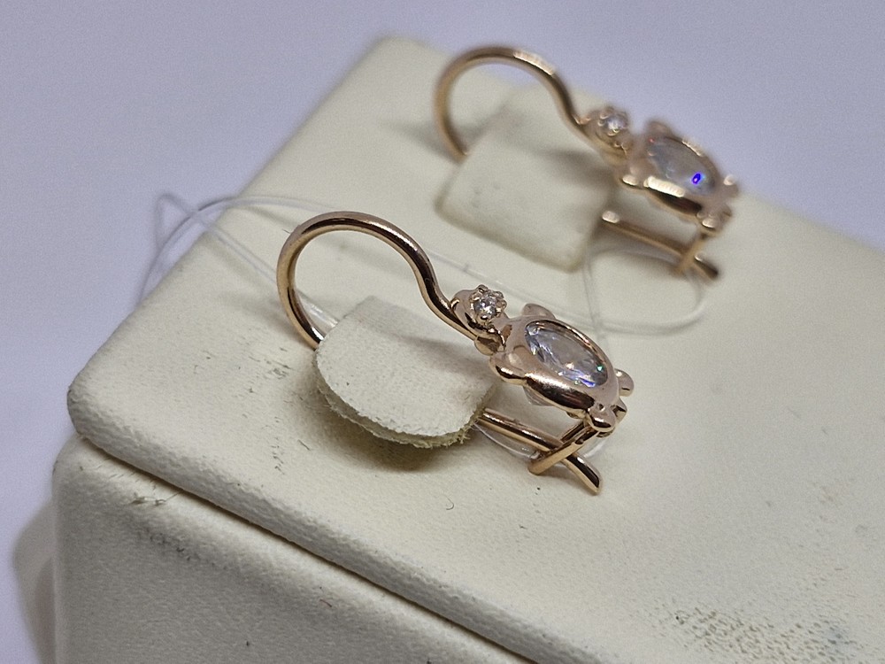 СЕРЬГИ ПЕТЕЛЬКА с камнями (Au 585)