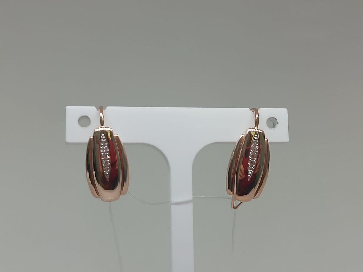 СЕРЬГИ ПЕТЕЛЬКА с камнями (Au 585)