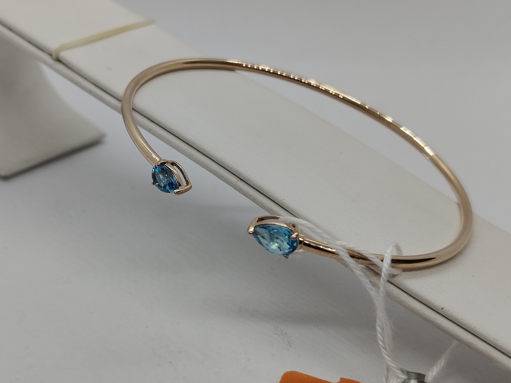 БЖКИ585 БРАСЛЕТ ЖЕСТКИЙ С КАМНЯМИ (Au 585)