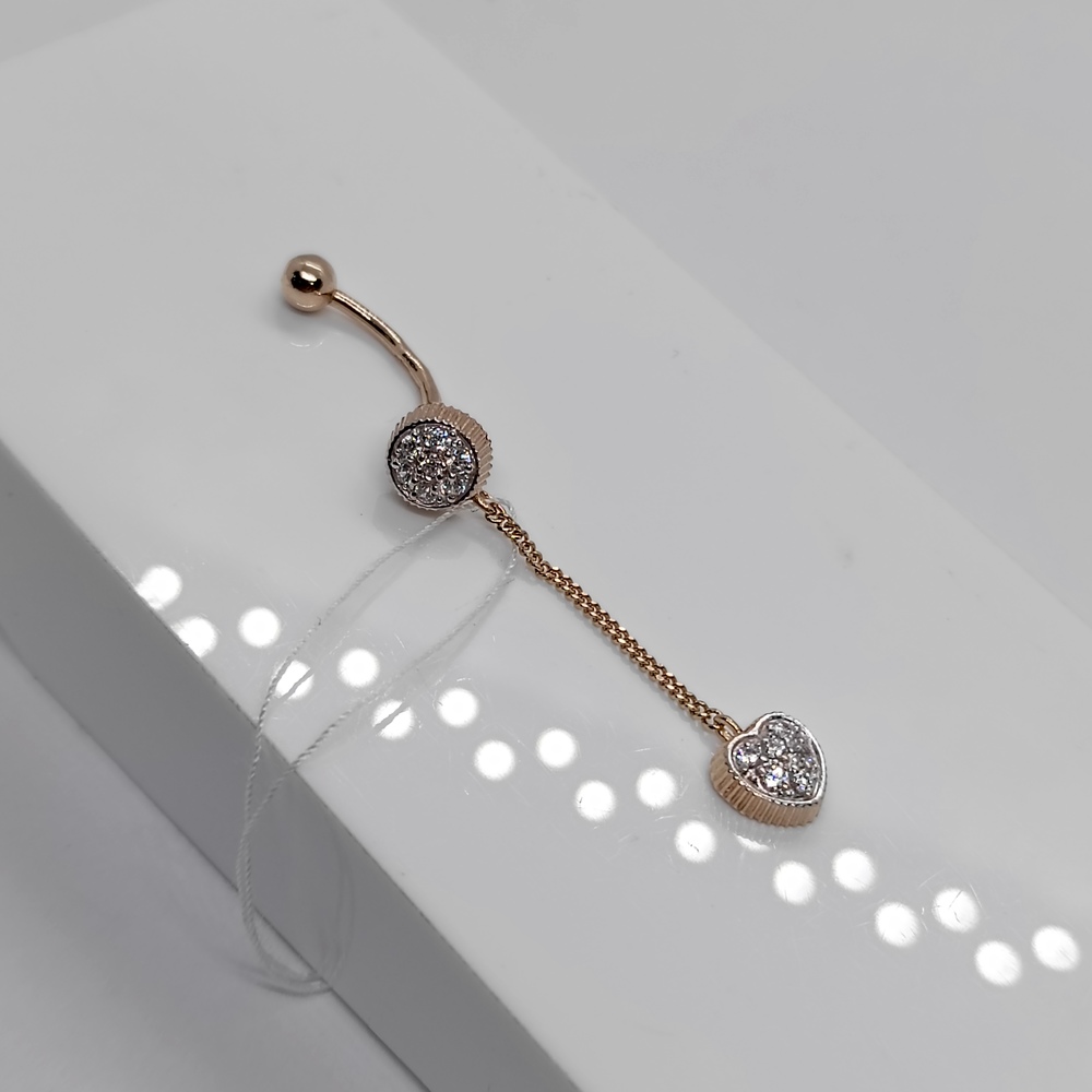 ПИРСИНГ В ПУПОК с камнями (Au 585)