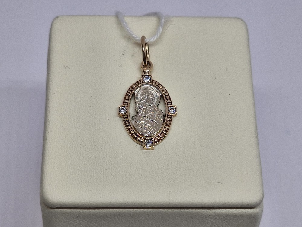 ПОДИКИ585 ПОДВЕСКА ИКОНА С КАМНЯМИ (Au 585)