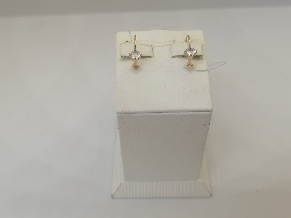 СЕРЬГИ ПЕТЕЛЬКА с камнем (Au 585)