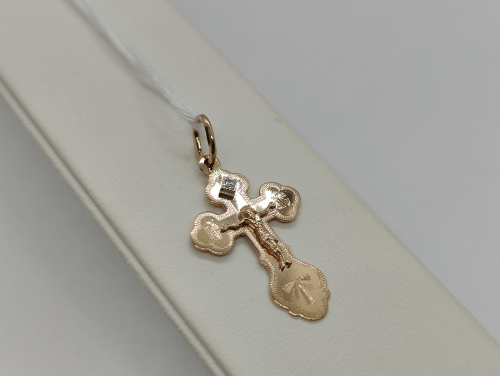 ПОДВЕСКА КРЕСТ С КАМНЕМ (Au 585)