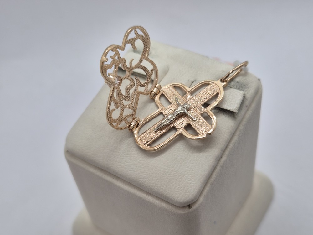 ПОДККИ585 ПОДВЕСКА КРЕСТ С КАМНЕМ (Au 585)