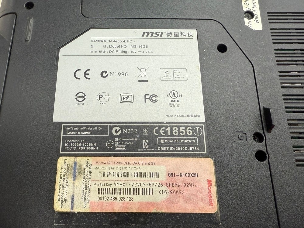 Ноутбук MSI; Core i5-2430M, Нет, 4 Гб, Нет, 500 Гб