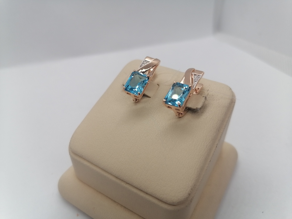 СЕРЬГИ ТОПАЗ с камнями (Au 585)