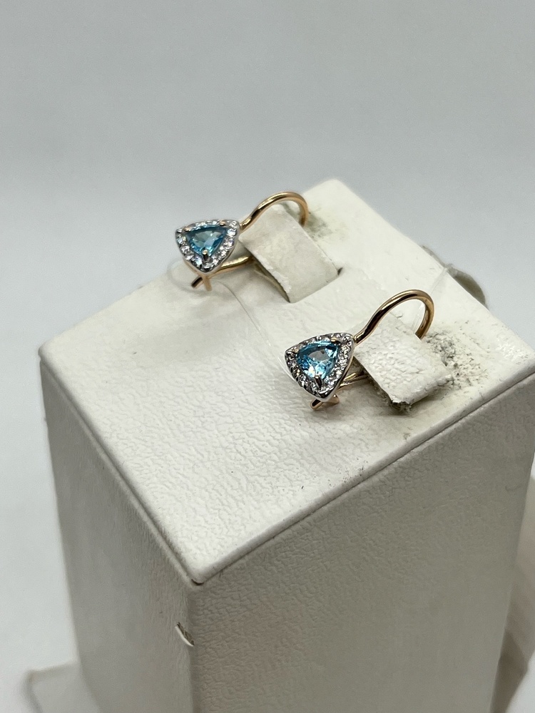 СЕРЬГИ ПЕТЕЛЬКА с камнями (Au 585)