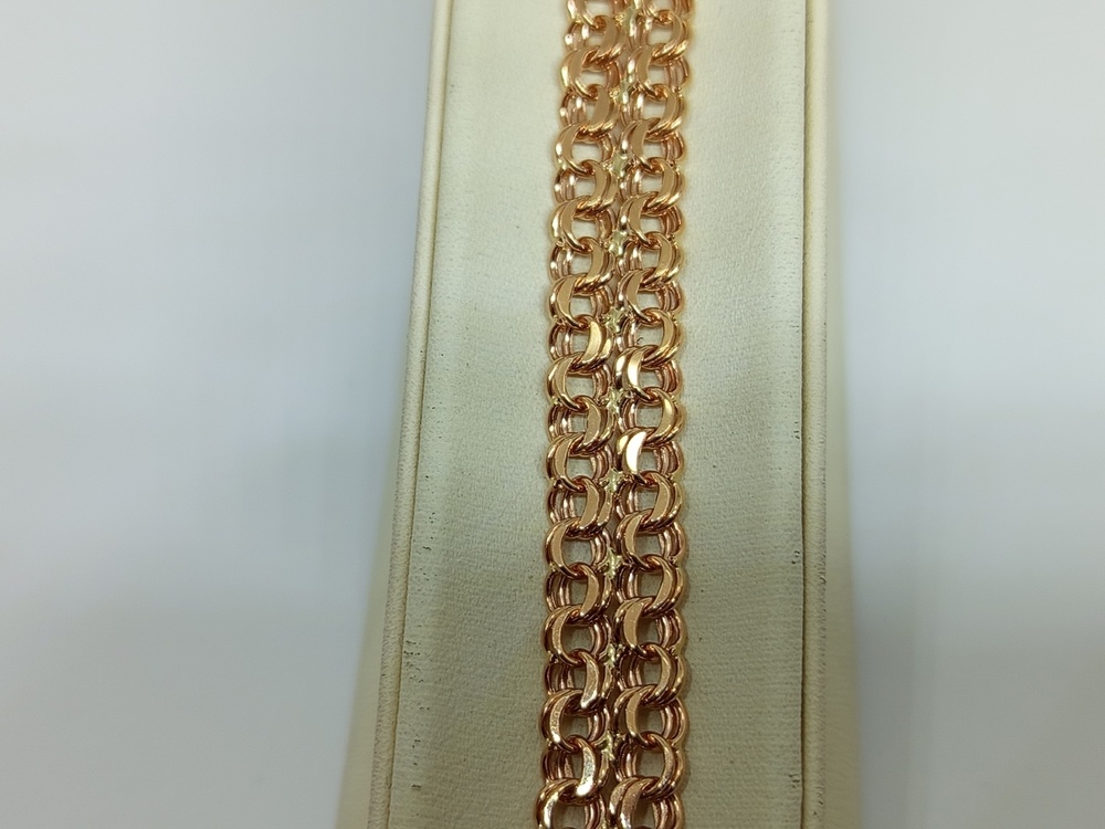 Бисмарк Б70 Двухрядный БРАСЛЕТ ПУСТОТЕЛЫЙ (Au 585)