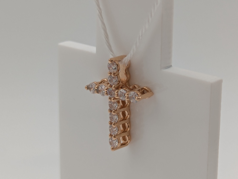 ПОДККИ585 ПОДВЕСКА КРЕСТ С КАМНЯМИ (Au 585)