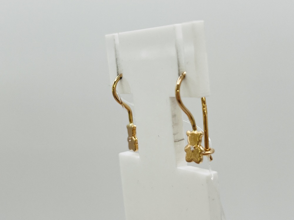 СЕРЬГИ ПЕТЕЛЬКА с камнем (Au 585)