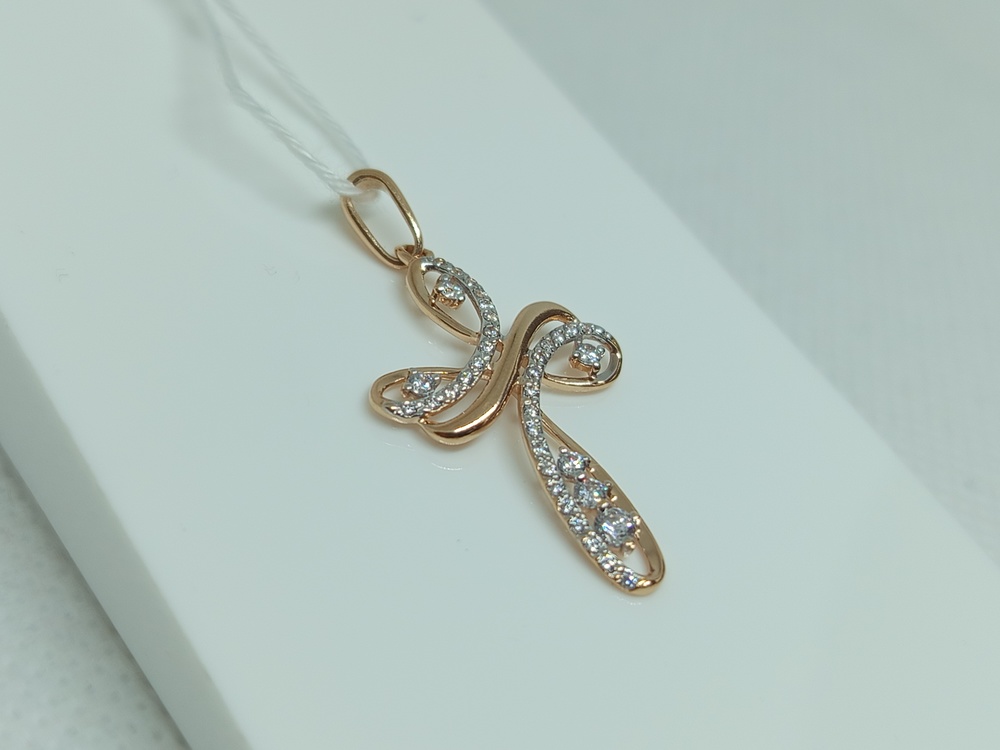 ПОДККИ585 ПОДВЕСКА КРЕСТ С КАМНЯМИ (Au 585) ПОДККИ585 ПОДВЕСКА КРЕСТ С КАМНЯМИ (Au 585)