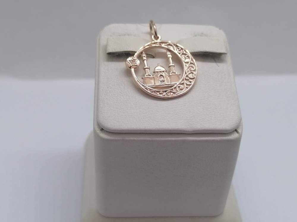 п393 ПОДВЕСКА МЕЧЕТЬ с камнями (Au 585)