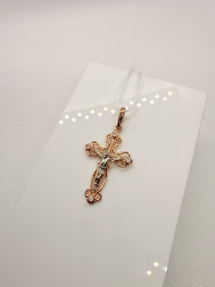 ПОДВЕСКА КРЕСТ С КАМНЯМИ (Au 585)