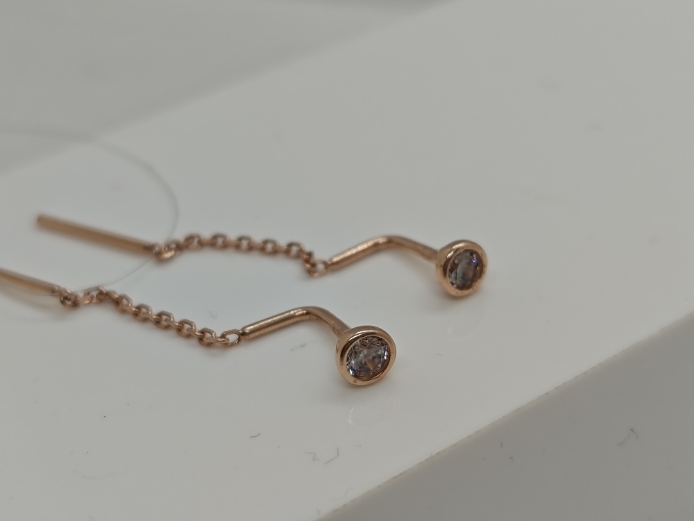 СЕРЬГИ ПРОДЕВКИ с камнем (Au 585)