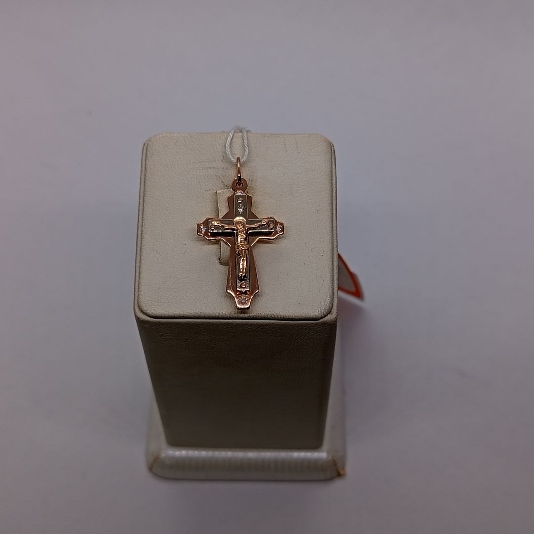 ПОДККИ585 ПОДВЕСКА КРЕСТ С КАМНЯМИ (Au 585)