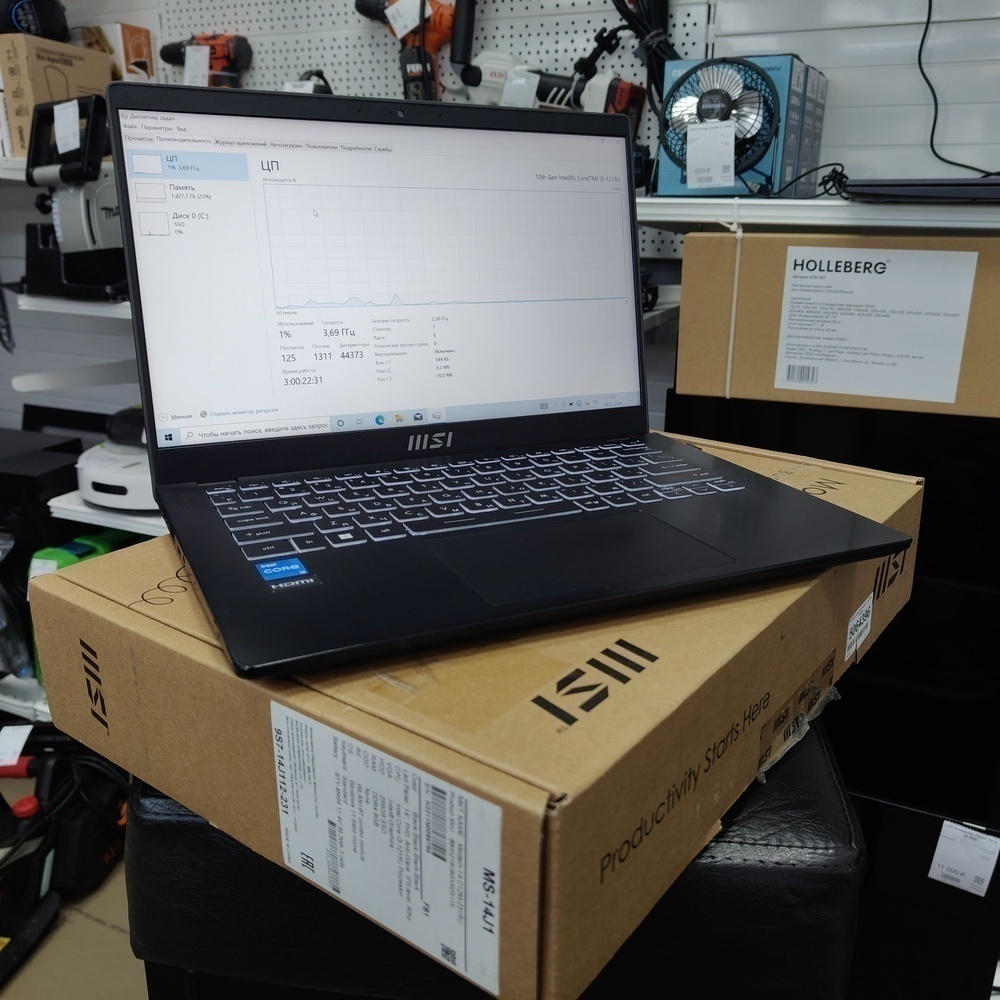 Ноутбук MSI Modern 14 c12M; Core i3-1215U, Intel UHD Graphics, 8 Гб, 256 Гб, Нет