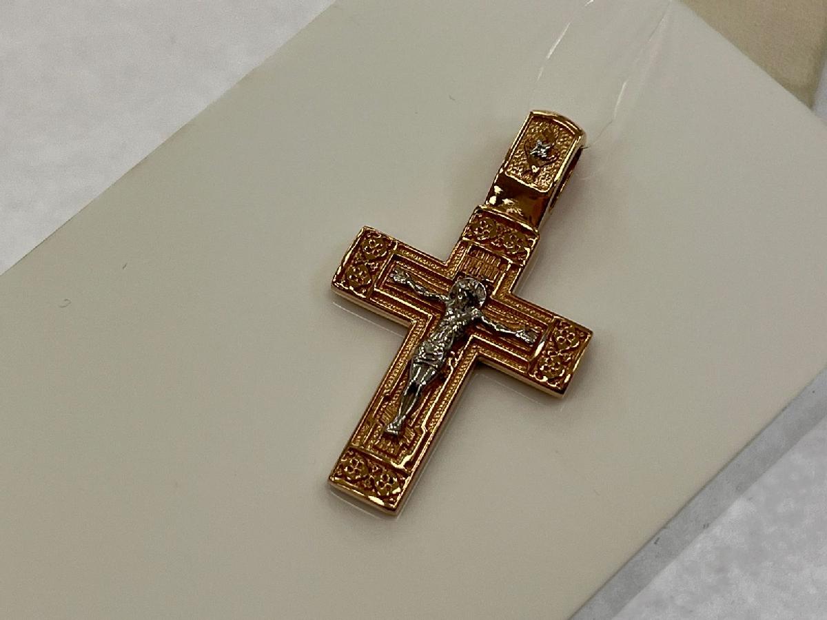 810-00254-10-00-20-00 ПОДВЕСКА КРЕСТ с камнем (Au 585)