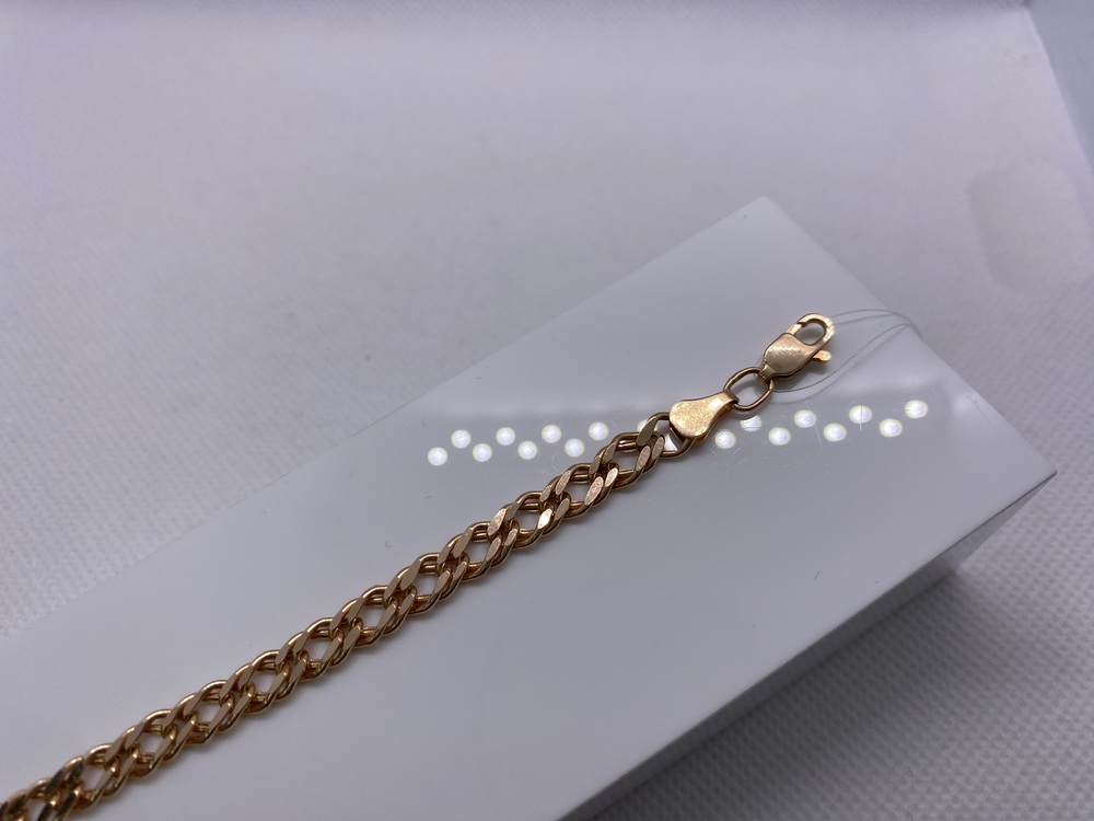 7100154П-21 БРАСЛЕТ ПУСТОТЕЛЫЙ Ромб двойной (Au 585)