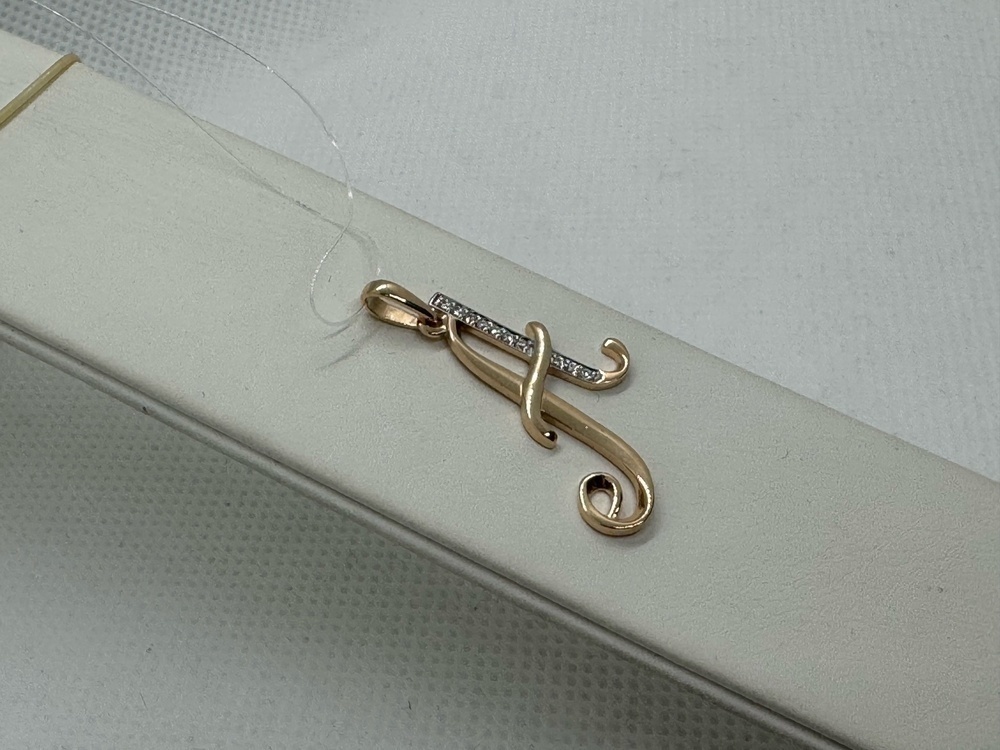 ПОДВЕСКА БУКВА А с камнями (Au 585)