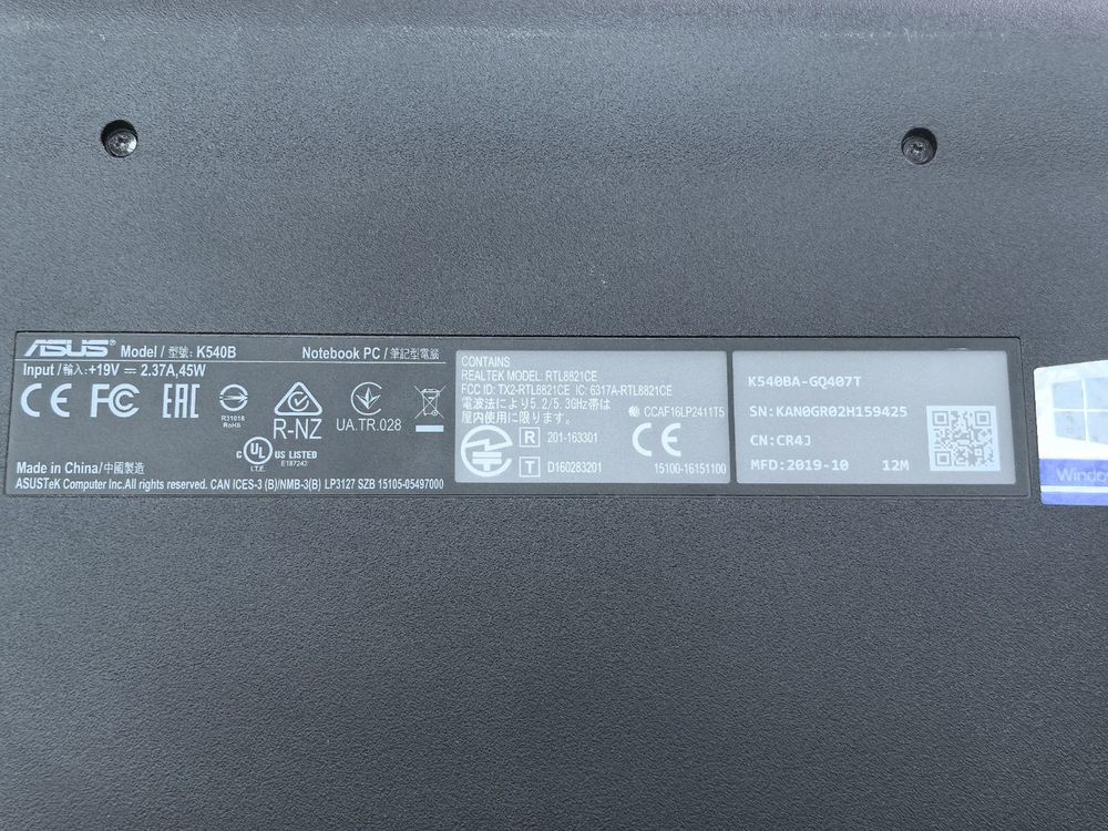 Ноутбук ASUS VivoBook K540B; A9-9425, AMD Radeon (TM) Graphics, 8 Гб, 256 Гб, Нет