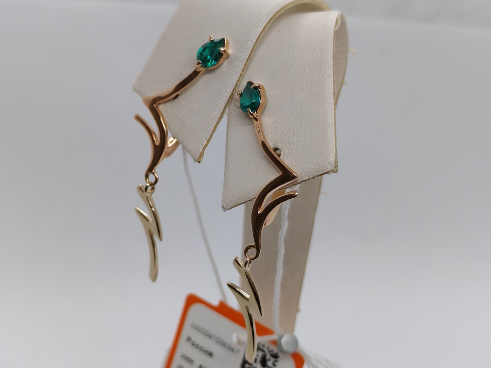 СКМ585 СЕРЬГИ С КАМНЕМ (Au 585)