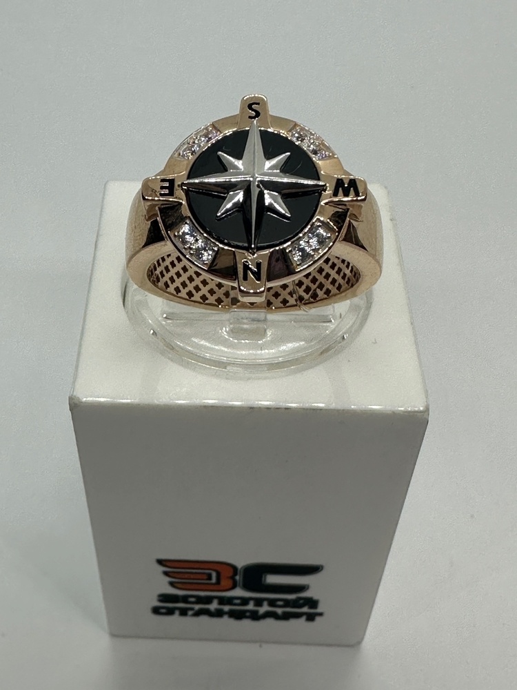 040013 КОЛЬЦО ПЕЧАТКА с камнями (Au 585)