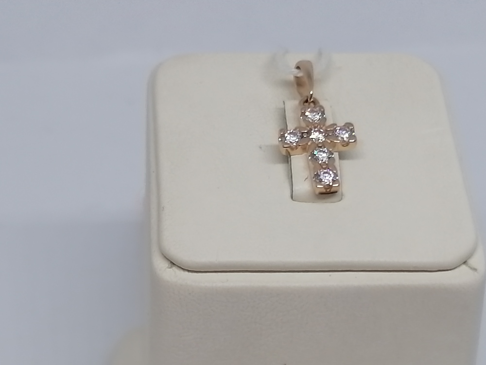 ПОДККИ585 ПОДВЕСКА КРЕСТ С КАМНЯМИ (Au 585)