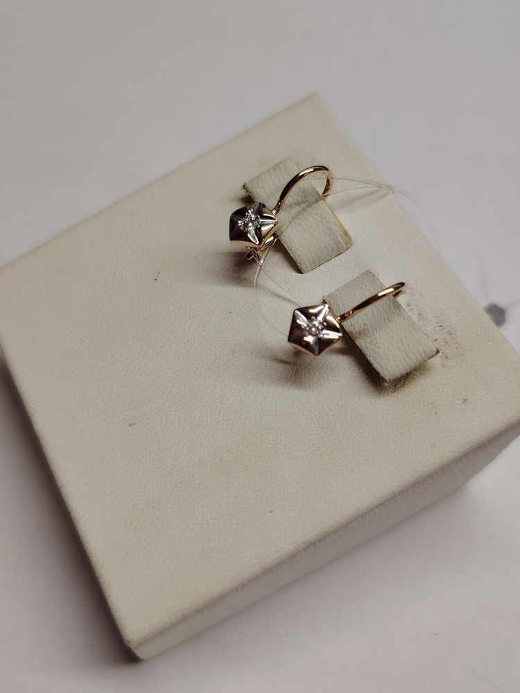 СЕРЬГИ ПЕТЕЛЬКА с камнем (Au 585)