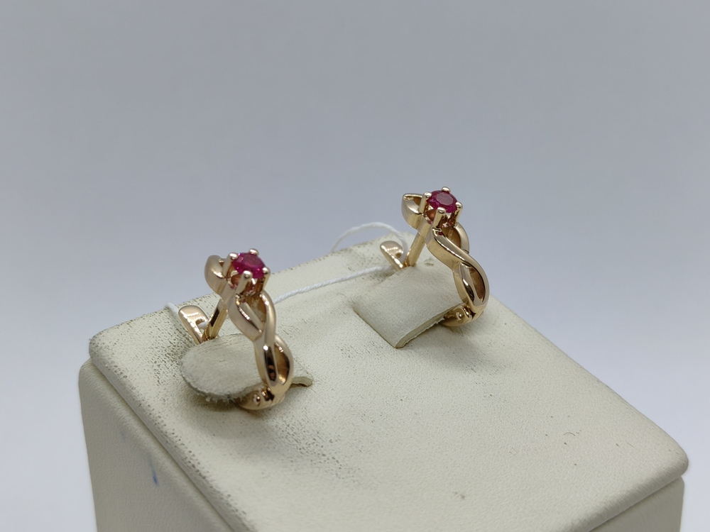 СКМ585 СЕРЬГИ С КАМНЕМ (Au 585)