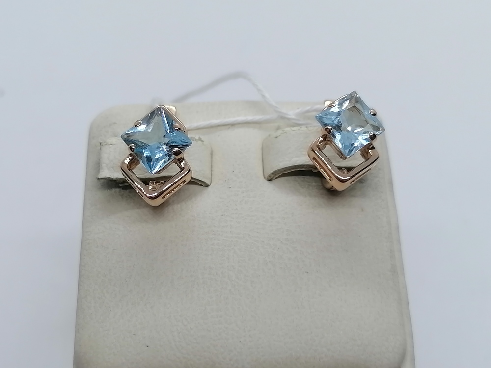 СКМ585 СЕРЬГИ С КАМНЕМ (Au 585)