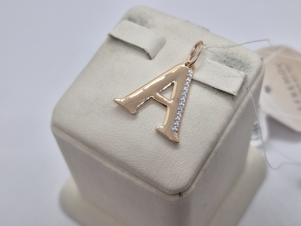 ПОДВЕСКА БУКВА А с камнями (Au 585)