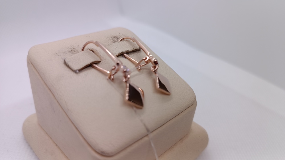 СЕРЬГИ ПЕТЕЛЬКА с камнем (Au 585)