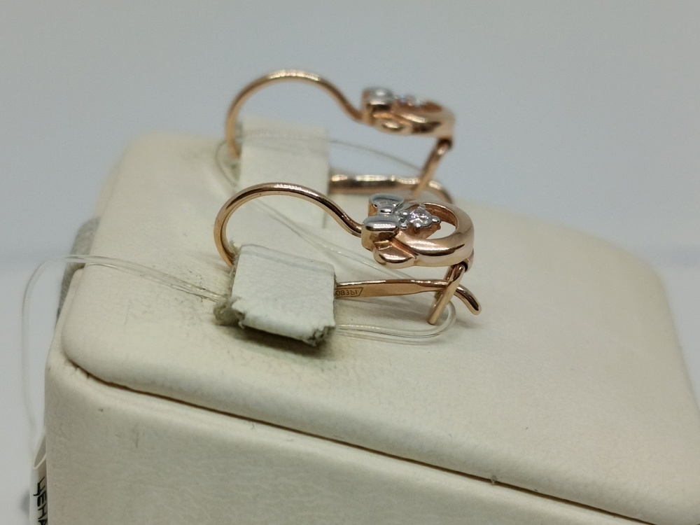 СЕРЬГИ ПЕТЕЛЬКА с камнем (Au 585)