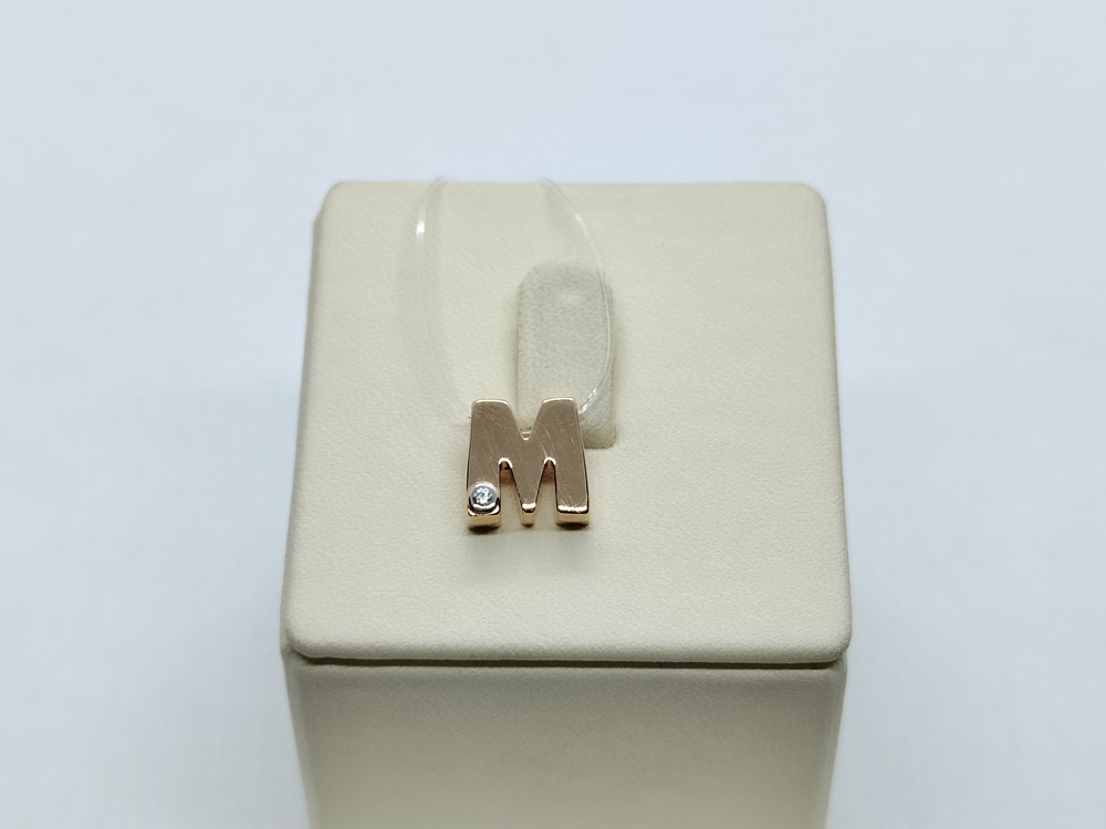 04-63-0084-00 ПОДВЕСКА БУКВА М с камнем (Au 585)