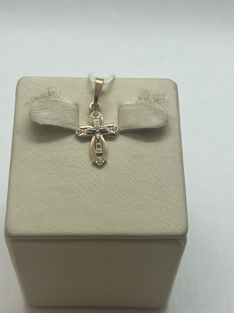 ПОДККИ585 ПОДВЕСКА КРЕСТ С КАМНЯМИ (Au 585)