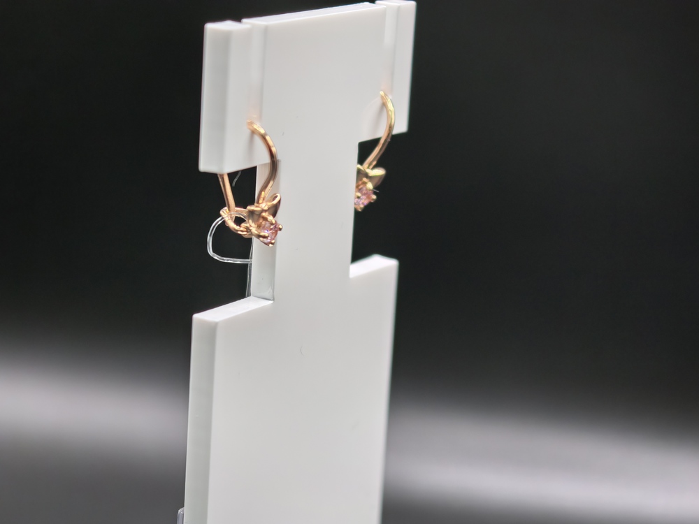 СЕРЬГИ ПЕТЕЛЬКА с камнем (Au 585)