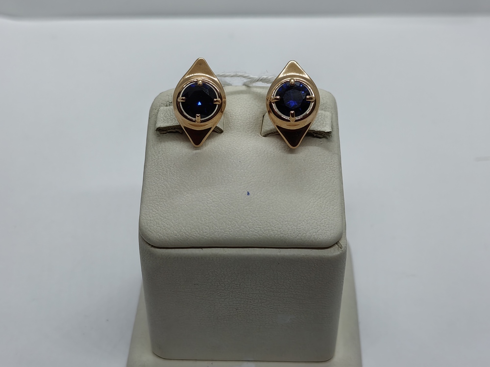 СКМ585 СЕРЬГИ С КАМНЕМ (Au 585)