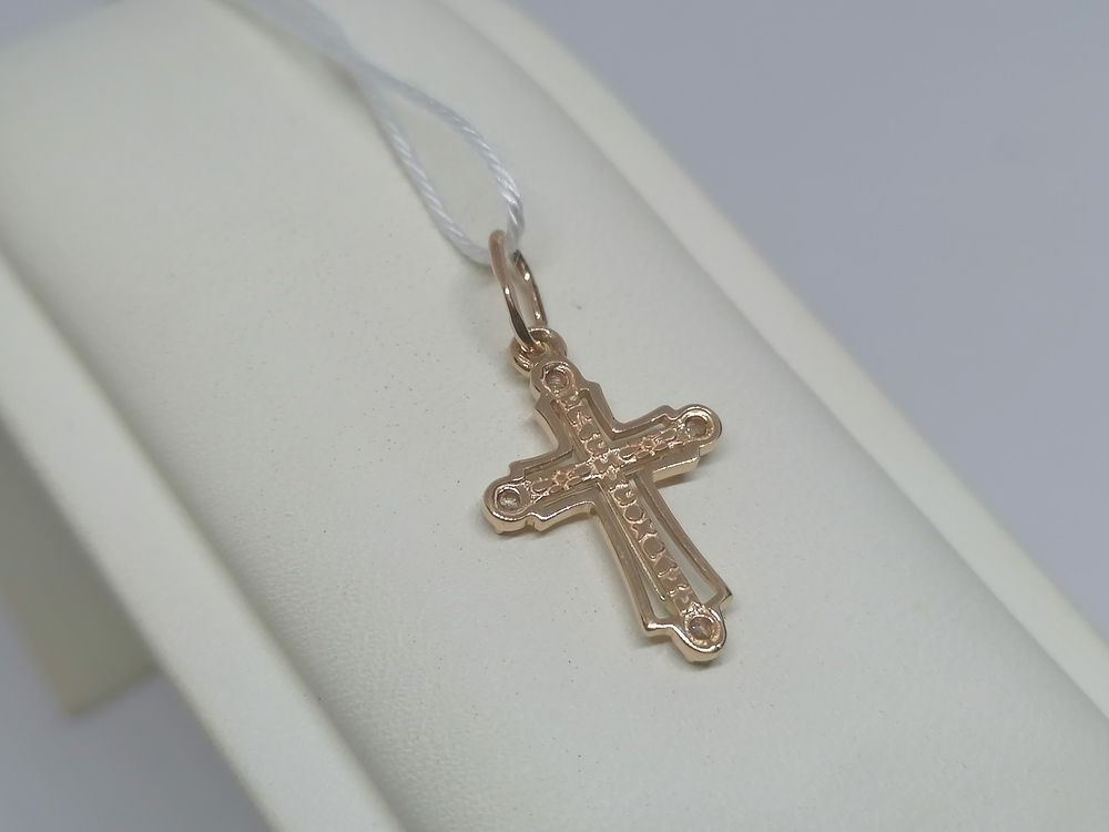 ПОДККИ585 ПОДВЕСКА КРЕСТ С КАМНЯМИ (Au 585)