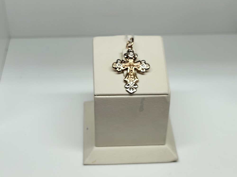 ПОДККИ585 ПОДВЕСКА КРЕСТ С КАМНЯМИ (Au 585)