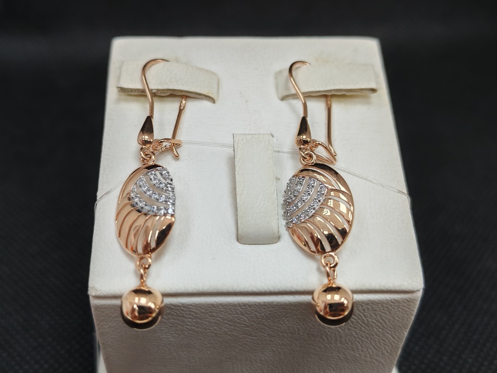 СЕРЬГИ ПЕТЕЛЬКА с камнями (Au 585)