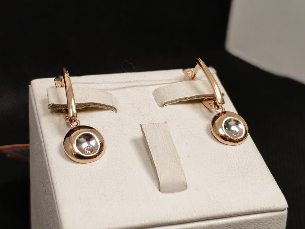 СКМ585 СЕРЬГИ С КАМНЕМ (Au 585)