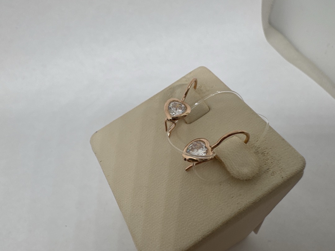 СЕРЬГИ ПЕТЕЛЬКА с камнем (Au 585)