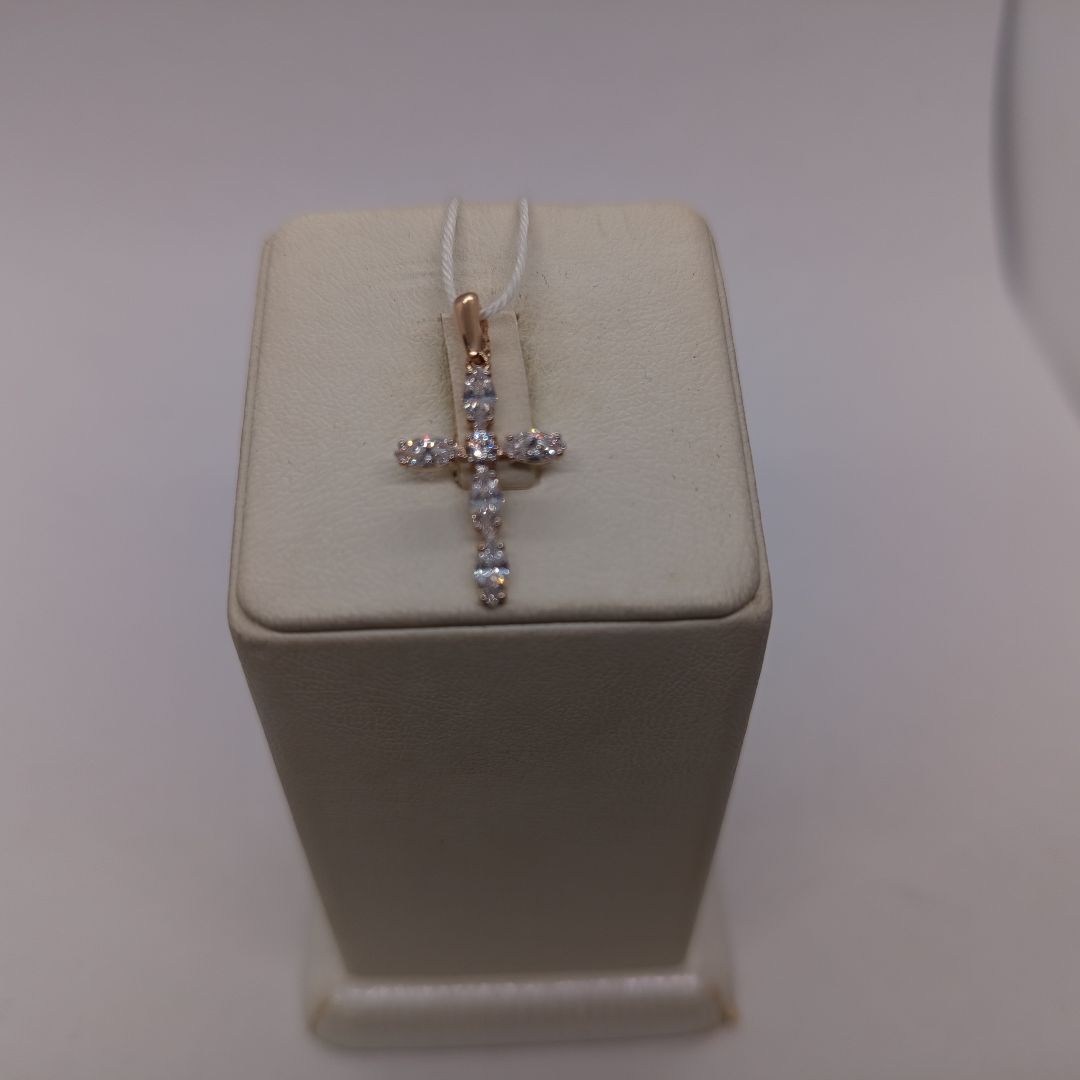 ПОДККИ585 ПОДВЕСКА КРЕСТ С КАМНЯМИ (Au 585)