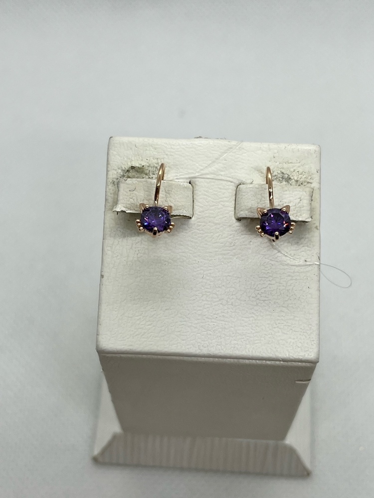 СЕРЬГИ ПЕТЕЛЬКА с камнем (Au 585)